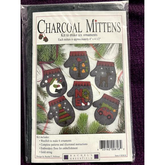 Charcoal mittens 6 christmas ornament kit - Picture 2 of 4